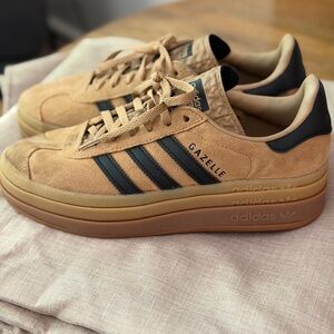 adidas Gazelle Suede Athletic Shoes in Tan and Black